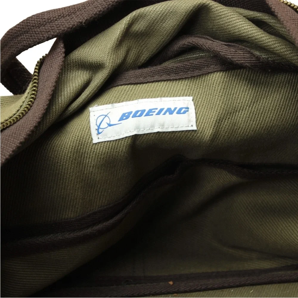 Boeing Company Totem Logo Patch Army Green Canvas Duffel Bag Clean In&Out